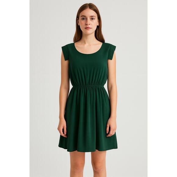 Fuchhi USA Women’s Hunter Green A-Line Short Sleeve Dress – Size Large NWT - Picture 1 of 5